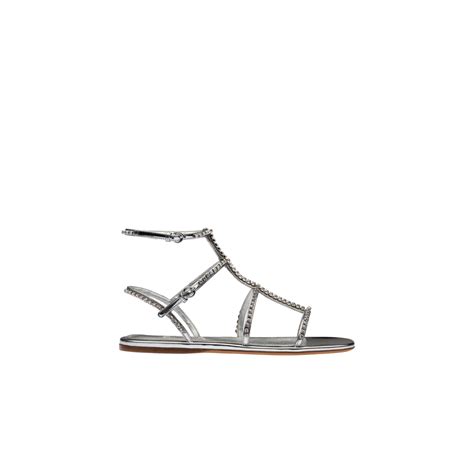 Silver Metallic Technical Fabric Sandals 